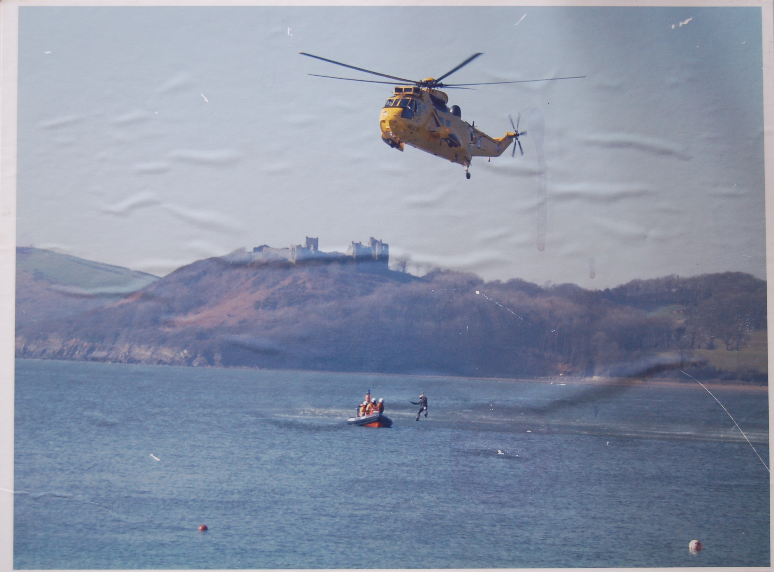 Ferryside Lifeboat – with Sea King helicopter Ferryside lifeboat launch